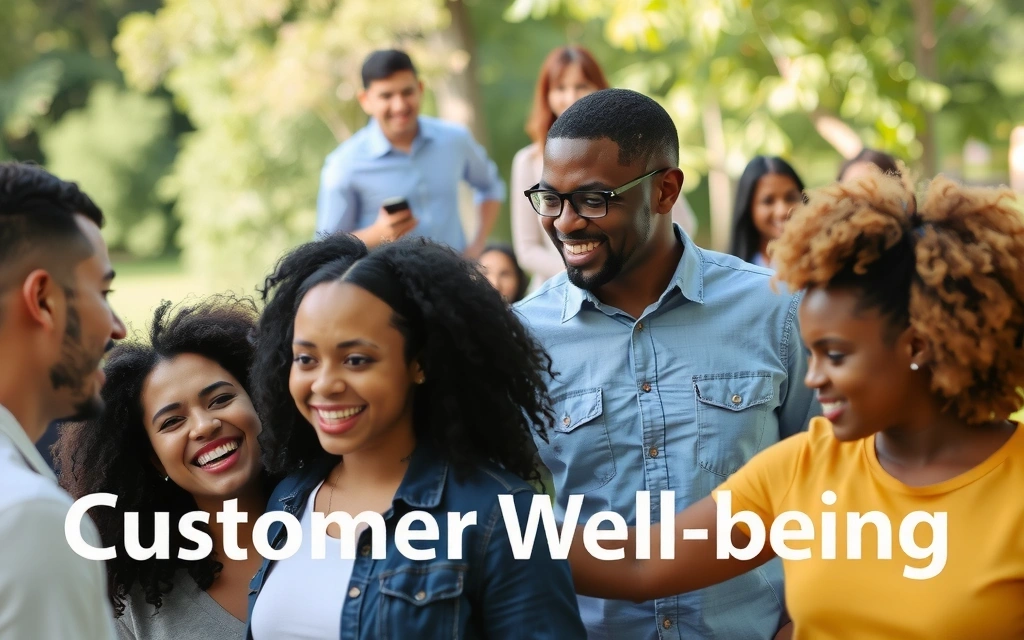 A diverse group of happy, healthy people smiling, symbolizing customer well-being and satisfaction.