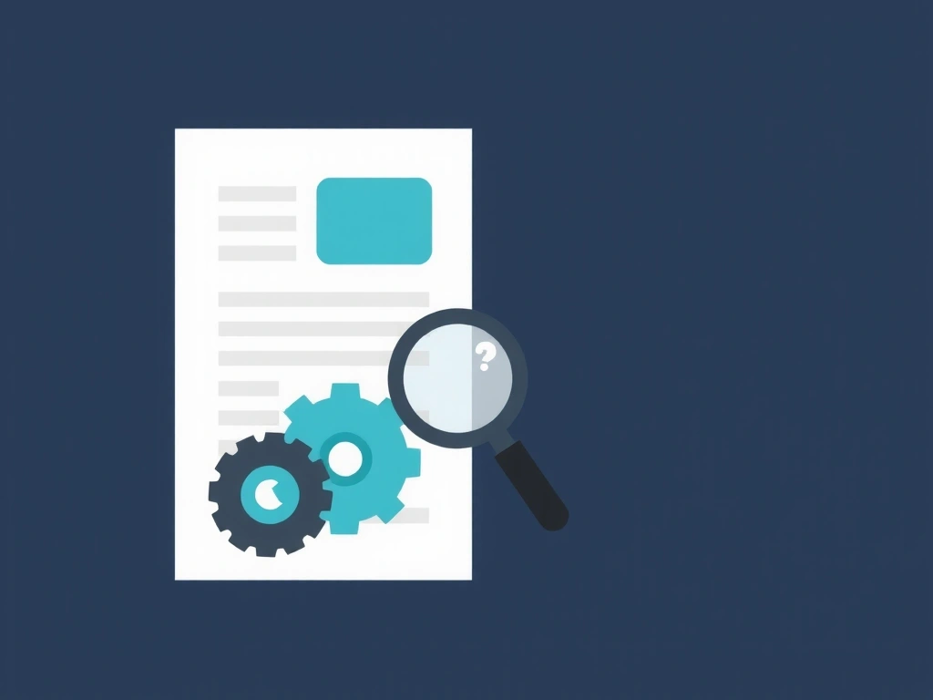 Digital illustration of a document with gears and a magnifying glass, symbolizing terms and conditions updates